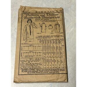 Vintage 20's Butterick Deltor Pattern #5498 Ladies and Misses Slip Over Blouse
